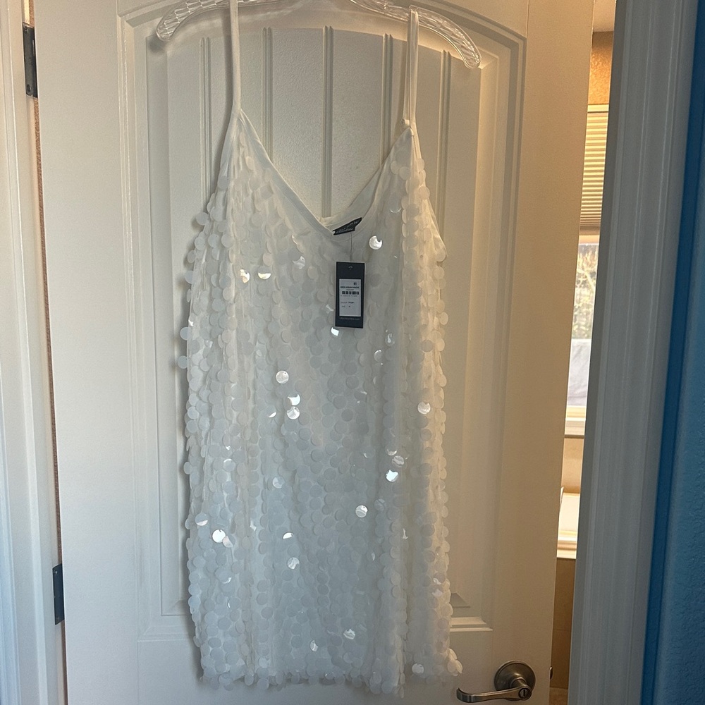 City Chic White Sequin Chemise Evening/Cocktail Dress